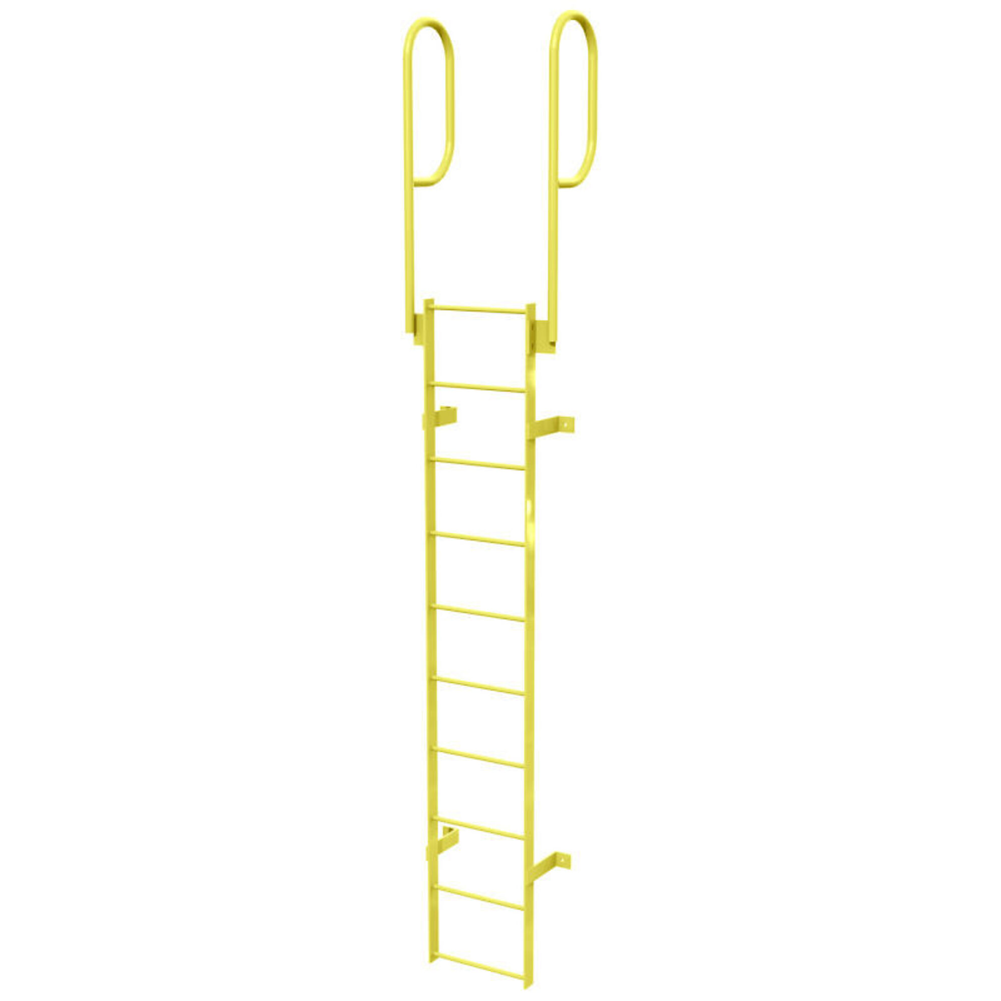 Ballymore, 10 Step Fixed Access Ladder with Walk-thru Rails, Height 162 ft, Capacity 350 lb, Material Carbon Steel, Model# WLFS0210-Y